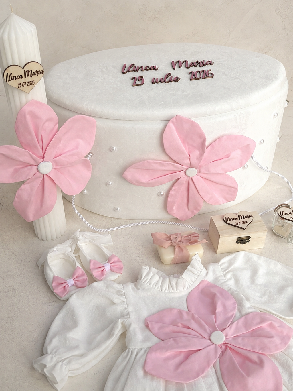 Set complet botez fetițe Pink Jade