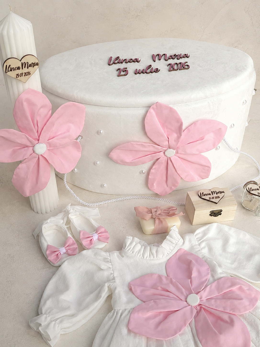 Set complet botez fetițe Pink Jade