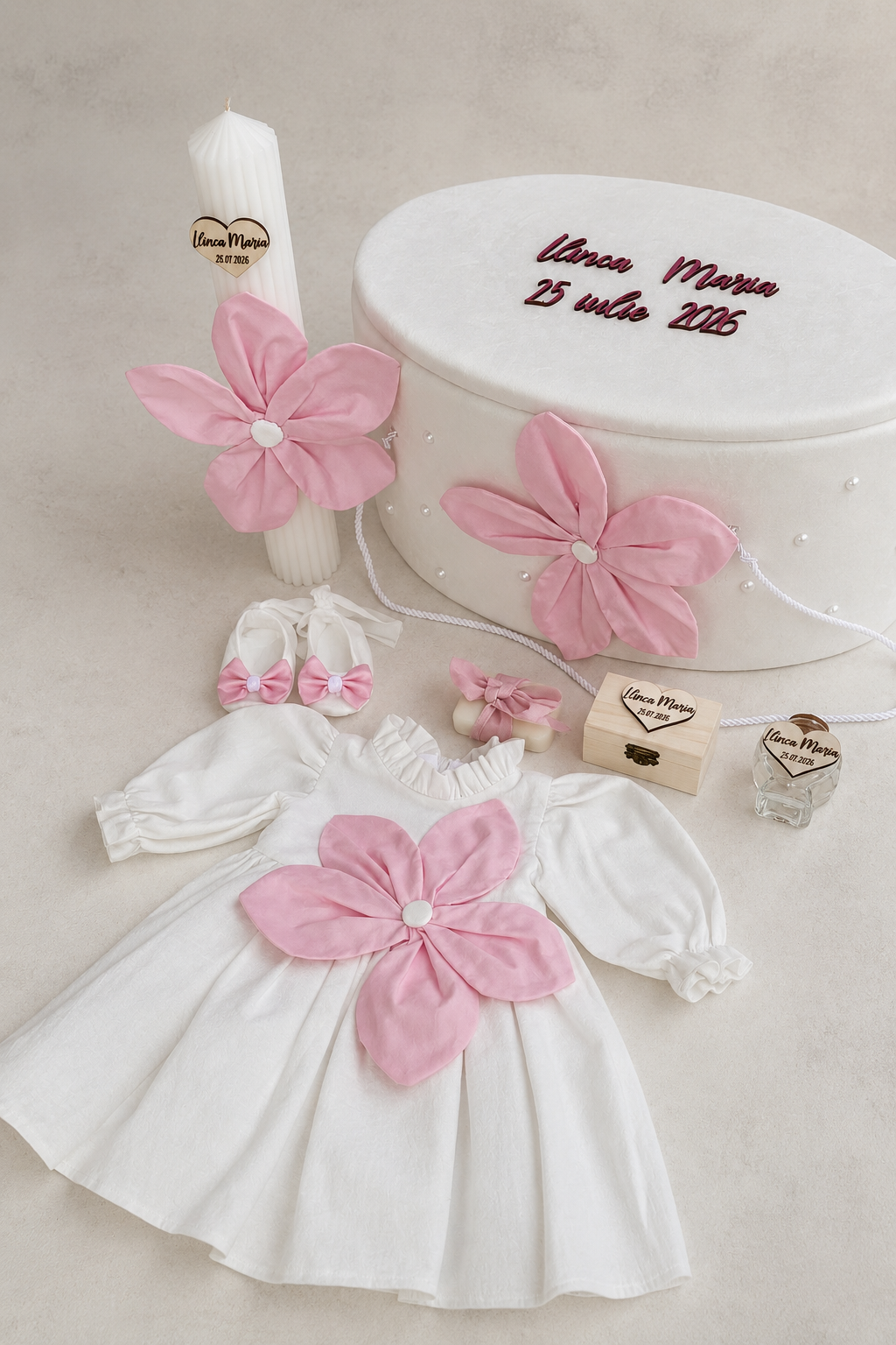 Set complet botez fetițe Pink Jade