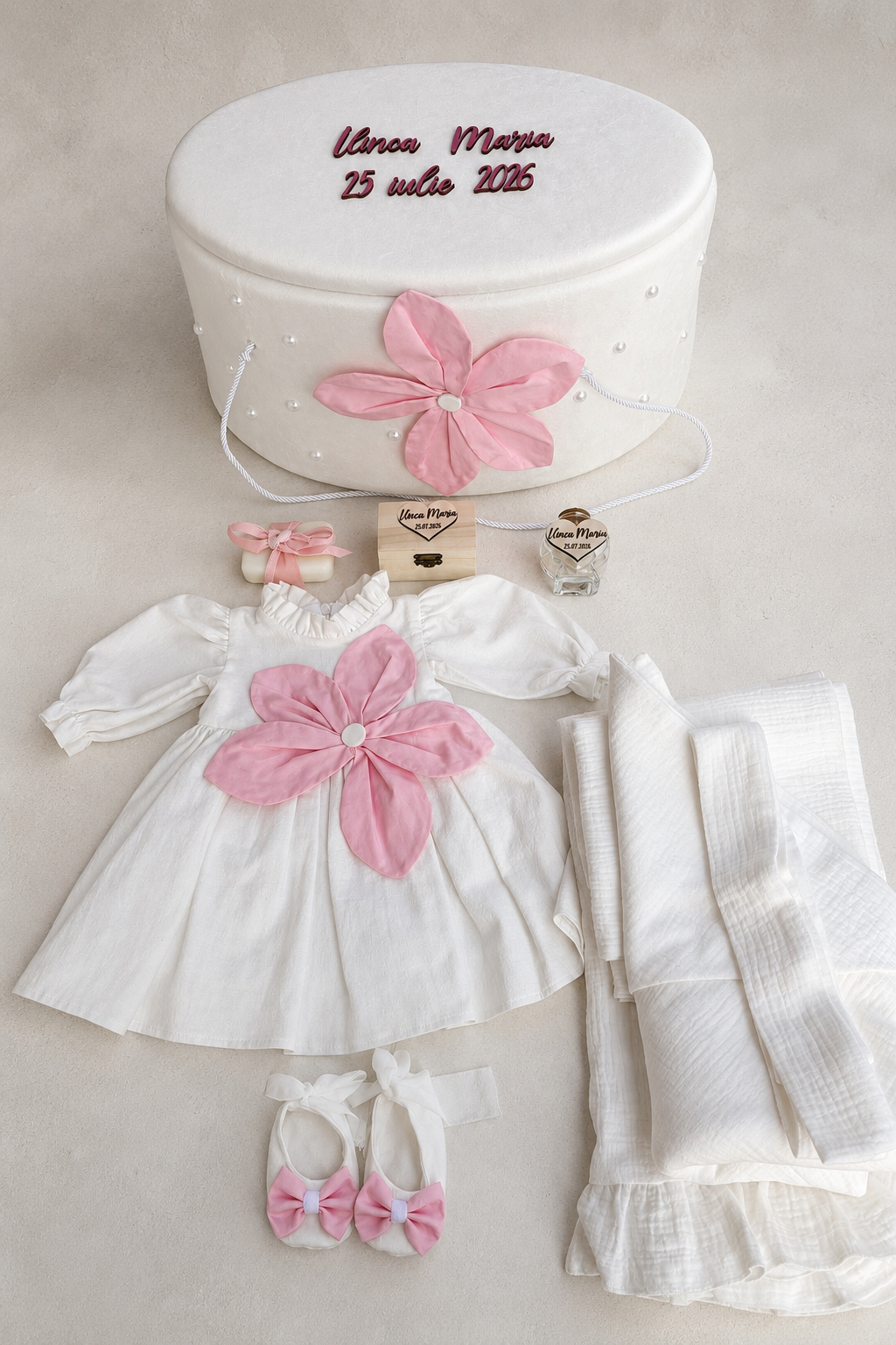 Set complet botez fetițe Pink Jade