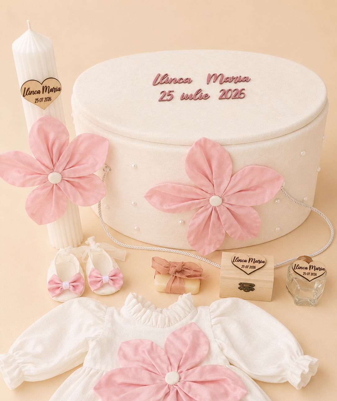 Set complet botez fetițe Pink Jade