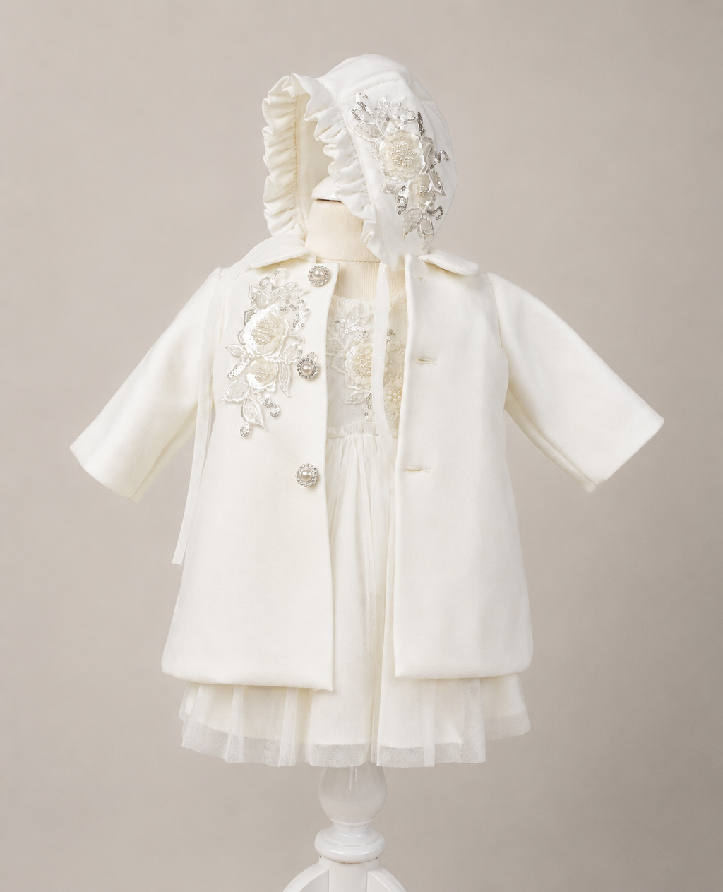 Set rochiță și palton de botez - Adele